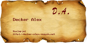 Decker Alex névjegykártya